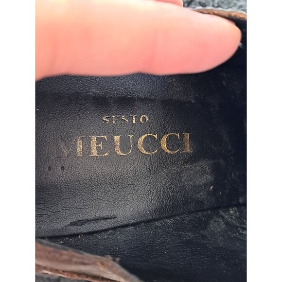 Sesto Meucci Women's 8.5 Wingtip Brown Leather Lace-Up Wedge Shoes Brogue - Picture 12 of 13